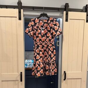 Anthropologie Floral Dress - Navy and Pink